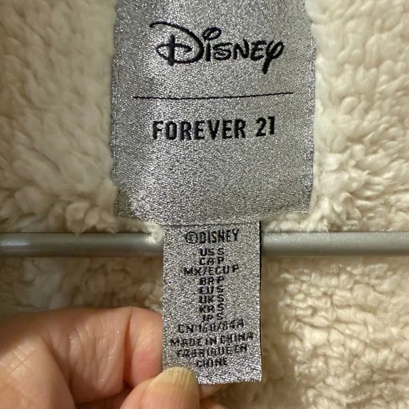 Disney x Forever 21 Cream and Pink Sherpa Bambi Flannel Jacket Sz S.